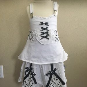 Pom Pom Casual Top and skirt- white - Size 4